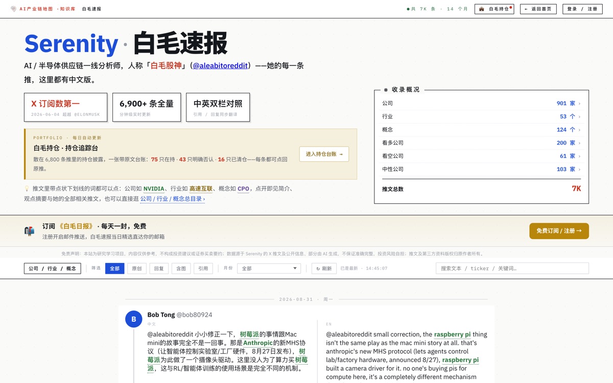 白毛速报实时看板